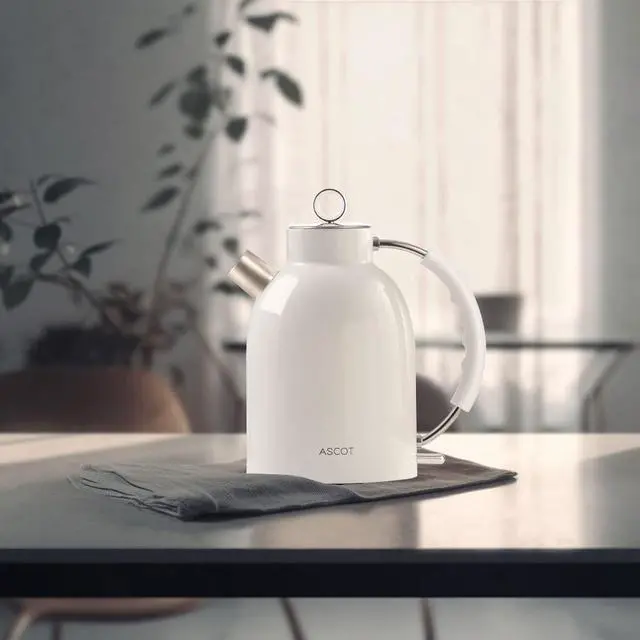 Alt view image 2 of 6 - Electric Kettle, Stainless Steel Tea Boiler 1.5qt 1500W Retro Tea Heater & Boiling Kettle, Auto Shut-Off and Boil-Dry Protection(White)