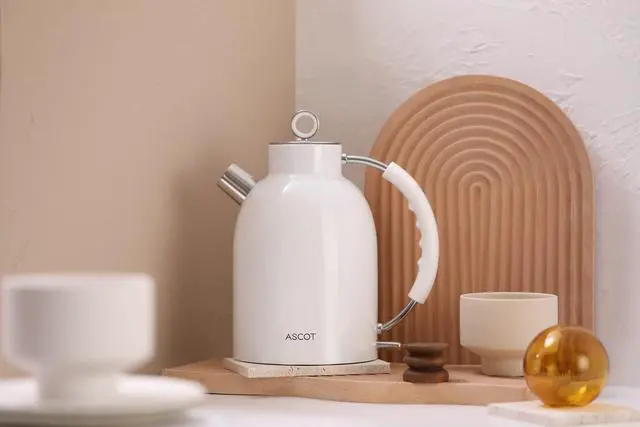 Alt view image 6 of 6 - Electric Kettle, Stainless Steel Tea Boiler 1.5qt 1500W Retro Tea Heater & Boiling Kettle, Auto Shut-Off and Boil-Dry Protection(White)