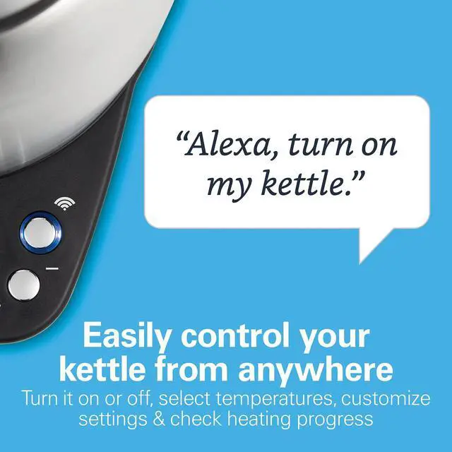 Alt view image 4 of 7 - Smart Electric Tea Kettle & Water Boiler, Works with Alexa, 1.7 Liter, Fast Boiling 1500 Watts, Cordless, Keep Warm, Auto-Shutoff & Boil-Dry Protection, Stainless Steel (41036)
