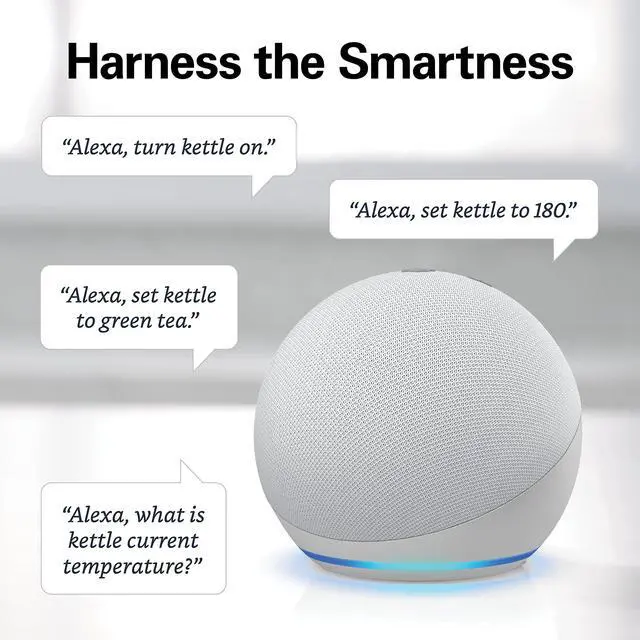 Alt view image 3 of 7 - Smart Electric Tea Kettle & Water Boiler, Works with Alexa, 1.7 Liter, Fast Boiling 1500 Watts, Cordless, Keep Warm, Auto-Shutoff & Boil-Dry Protection, Stainless Steel (41036)