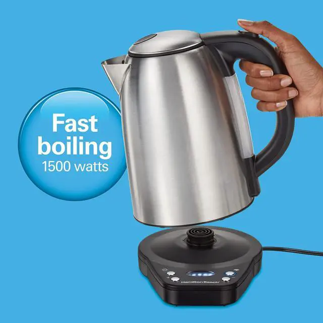 Alt view image 5 of 7 - Smart Electric Tea Kettle & Water Boiler, Works with Alexa, 1.7 Liter, Fast Boiling 1500 Watts, Cordless, Keep Warm, Auto-Shutoff & Boil-Dry Protection, Stainless Steel (41036)