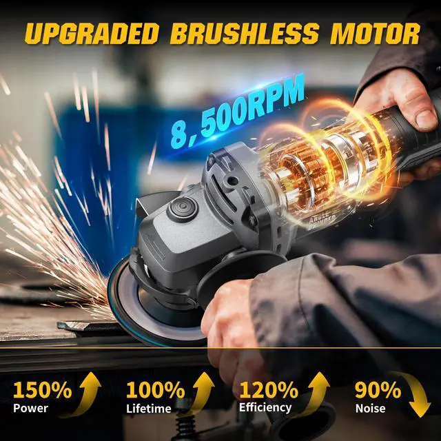 Alt view image 2 of 7 - Angle Grinder 4-1/2" Cordless Compatible with DEWALT 20V Battery Tool Only