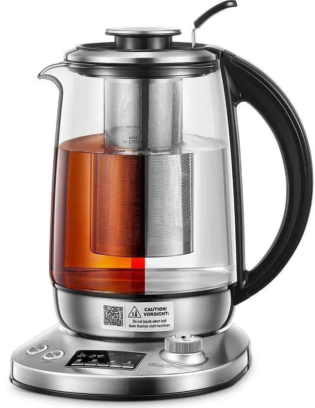 Main image of Electric Tea Kettle, 9 Temperature Control Presets Glass Kettle, 1200W Tea Pot with Removable Infuser, 2 Hours Keep Warm, 1.7 Liter Electric Kettles, Borosilicate Glass & Stainless Steel
