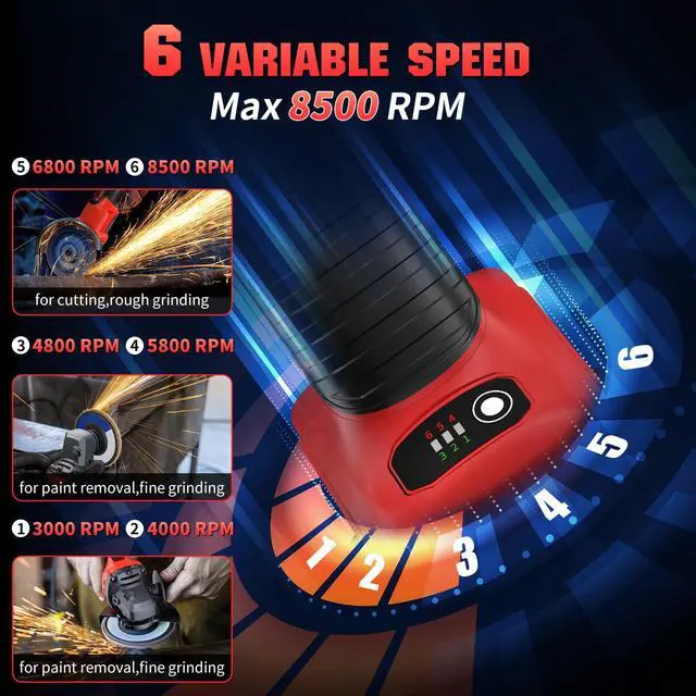 Alt view image 4 of 7 - Angle Grinder 4-1/2 Inch Cordless Fit Milwaukee 18V/M18 Battery(Tool Only)