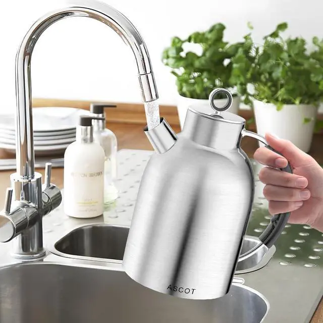 Alt view image 5 of 5 - Electric Kettle, Electric Tea Kettle Hot Water Kettle Stainless Steel 1.5L 1500W Tea Heater & Boiling Water, Auto Shut-Off and Boil-Dry Protection (Polished Silver)