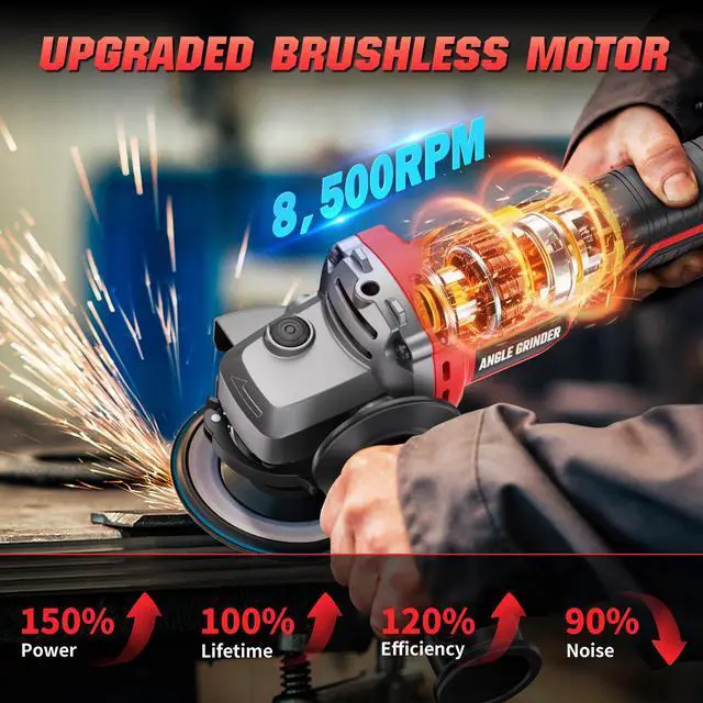 Alt view image 2 of 7 - Angle Grinder 4-1/2 Inch Cordless Fit Milwaukee 18V/M18 Battery(Tool Only)