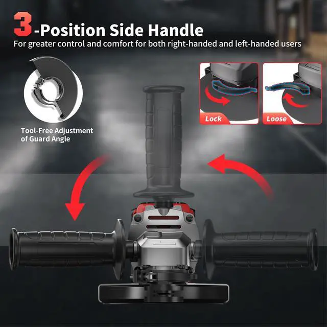 Alt view image 5 of 7 - Angle Grinder 4-1/2 Inch Cordless Fit Milwaukee 18V/M18 Battery(Tool Only)