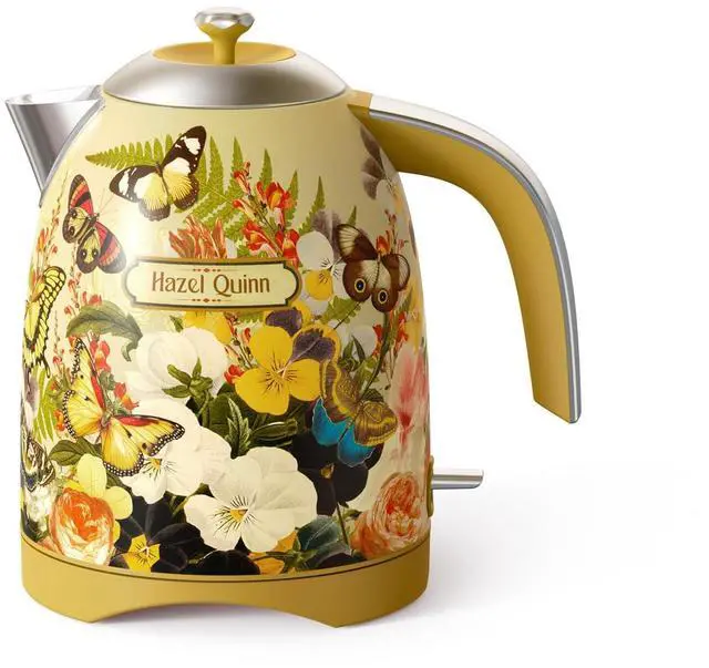 Main image of X Eduardo Recife Collaboration Electric Kettle - 1.7 Liters (57oz) Stainless Steel Water Kettle, BPA-Free Interior, 1200W Fast Boiling, Cordless, Automatic Shut Off - Floral Printed