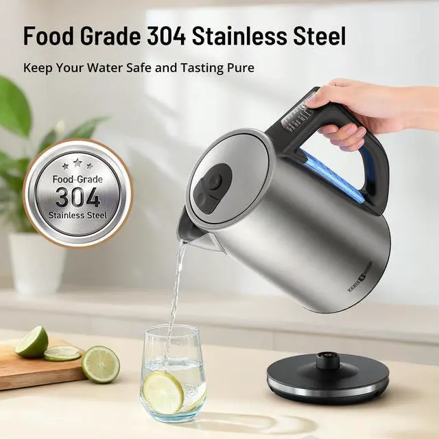 Alt view image 7 of 7 - Electric Tea Kettle, 6 Precise Temperature Presets 1.7L Stainless Steel Electric Kettle Temperature Control,1500W Fast Boiling Hot Water for Oolong & Green Tea with Strix Control