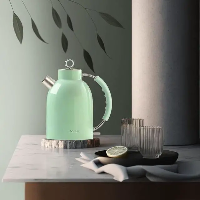 Alt view image 2 of 7 - Electric Kettle, Stainless Steel Electric Tea Kettle Gifts for Men/Women/Family 1.5L 1500W Retro Tea Heater & Hot Water Boiler, Auto Shut-Off and Boil-Dry Protection (Green)