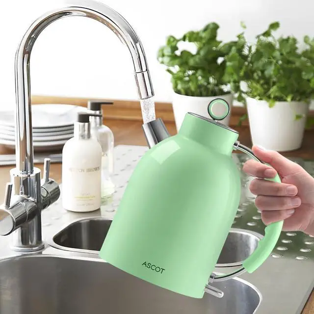 Alt view image 5 of 7 - Electric Kettle, Stainless Steel Electric Tea Kettle Gifts for Men/Women/Family 1.5L 1500W Retro Tea Heater & Hot Water Boiler, Auto Shut-Off and Boil-Dry Protection (Green)