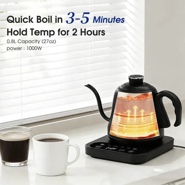 Alt view image 5 of 7 - Gooseneck Electric Kettle Temperature Control: 316L Stainless Steel Inner