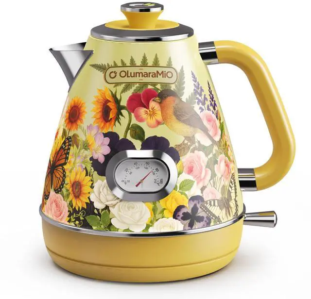 Main image of 1.7L Retro Electric Kettle with Thermometer, Floral Design