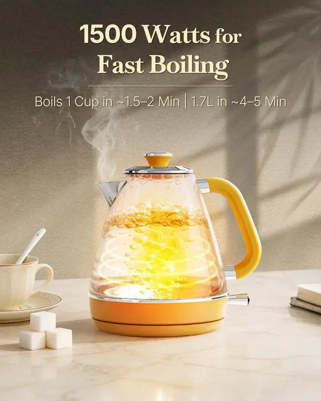 Alt view image 5 of 7 - 1.7L Retro Electric Kettle with Thermometer, Floral Design
