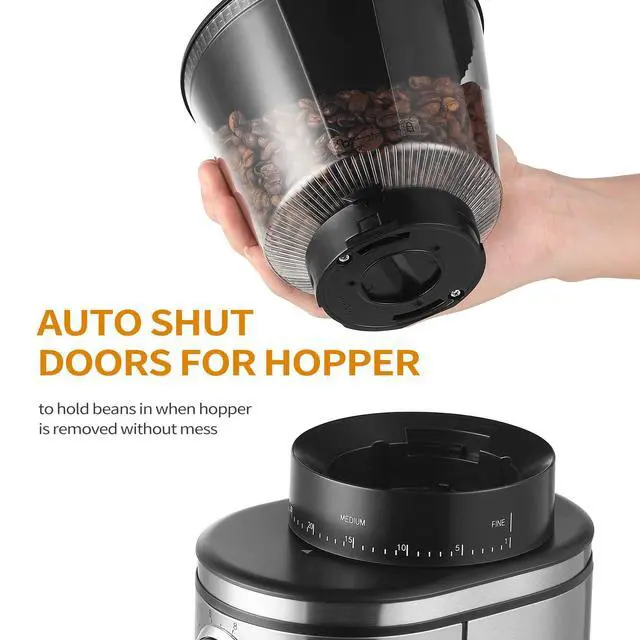 Alt view image 2 of 7 - Burr Coffee Grinder, Electric Conical Coffee Bean Grinder With 30 Adjustable Grind Settings For 2-12 Cups, Sliver & Black