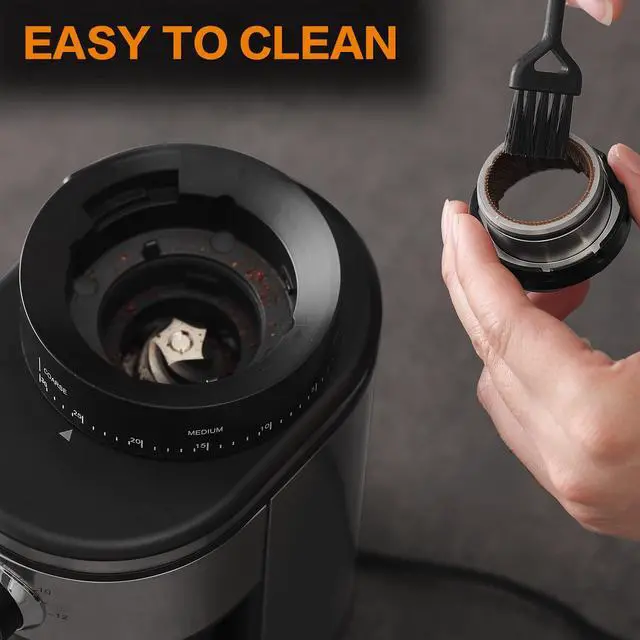 Alt view image 6 of 7 - Burr Coffee Grinder, Electric Conical Coffee Bean Grinder With 30 Adjustable Grind Settings For 2-12 Cups, Sliver & Black