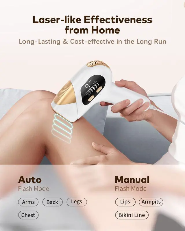 Alt view image 3 of 7 - Hair Removal for Women and Men, Safe at-Home Hair Removal Device, Hair Laser Removal with Long-Lasting in Hair Reduction for Armpits Back Legs Arms Face Bikini Line