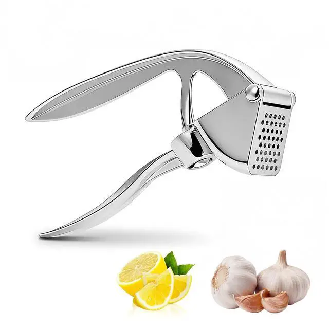 Alt view image 2 of 7 - Premium Stainless Steel Garlic Press - Heavy-Duty Professional Garlic Mincer Crusher with Ergonomic Handle, Rust-Proof, Dishwasher Safe, Easy to Squeeze & Clean - Silver