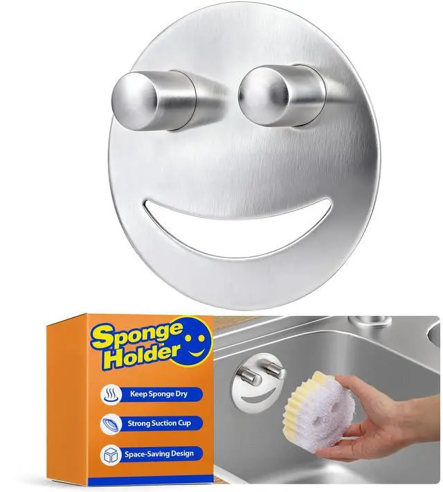 Main image of Stainless Steel Sponge Holder For Scrub Daddy Mommy Sponge, Bathroom Kitchen Sink Caddy Organizer Storage with Suction Cup, Dishwasher Safe, Keep Sponge Dry, Silver, 1-Pack