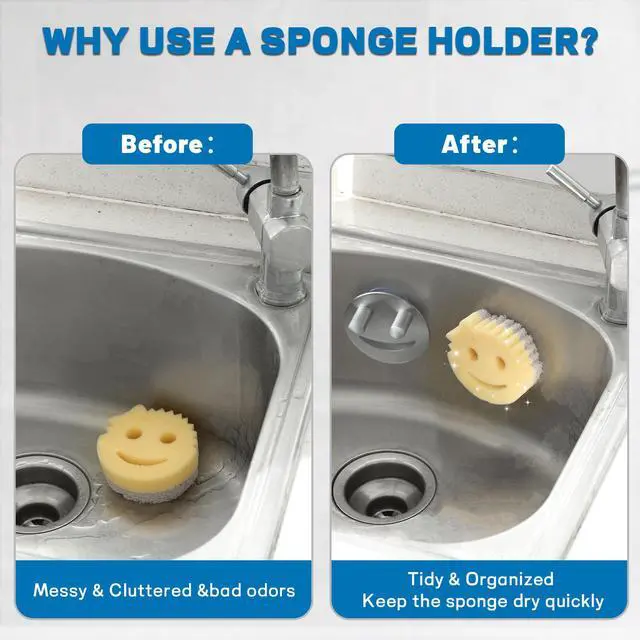 Alt view image 5 of 7 - Stainless Steel Sponge Holder For Scrub Daddy Mommy Sponge, Bathroom Kitchen Sink Caddy Organizer Storage with Suction Cup, Dishwasher Safe, Keep Sponge Dry, Silver, 1-Pack