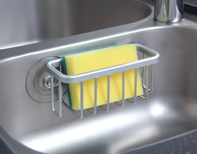 Alt view image 2 of 7 - NeverRust Kitchen Sink Suction Holder for Sponges, Scrubbers, Soap, Kitchen, Bathroom, 6"L x 2.36" W x 2.56"H , Aluminum (Mat Silver, Set of 1)