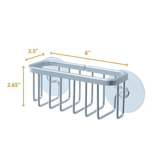 Alt view image 3 of 7 - NeverRust Kitchen Sink Suction Holder for Sponges, Scrubbers, Soap, Kitchen, Bathroom, 6"L x 2.36" W x 2.56"H , Aluminum (Mat Silver, Set of 1)