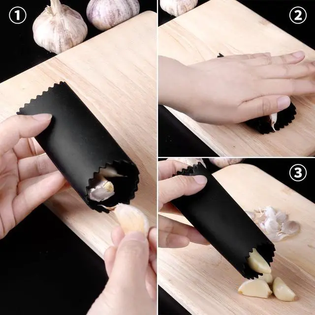Alt view image 7 of 7 - Garlic Press Rocker - Rust Proof & Dishwasher Safe Garlic Mincer, Stainless Steel Garlics Crusher Chopper Set with Peeler Brush, Easy to Clean and Squeeze, Masher for Garlics, Ginger, Spices