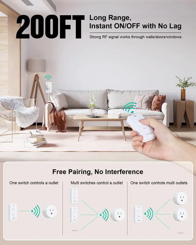 Alt view image 5 of 7 - Wireless Remote Control Outlet with Portable Magnetic Switch