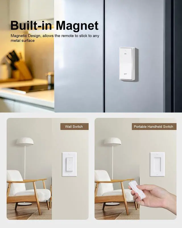 Alt view image 5 of 7 - Remote Control Outlet Plug with Decorator Rocker Wall Switch