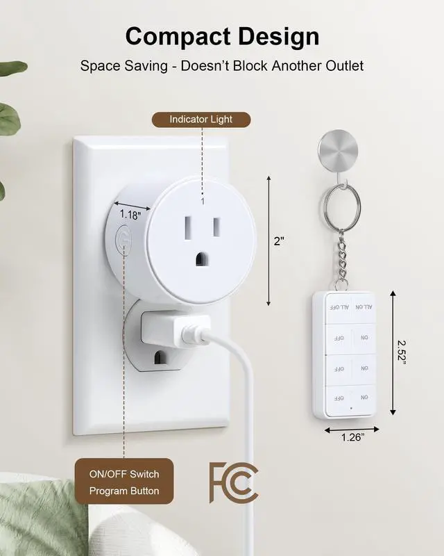 Alt view image 5 of 7 - Remote Control Outlet with All On/Off Switch, 200FT Long Range