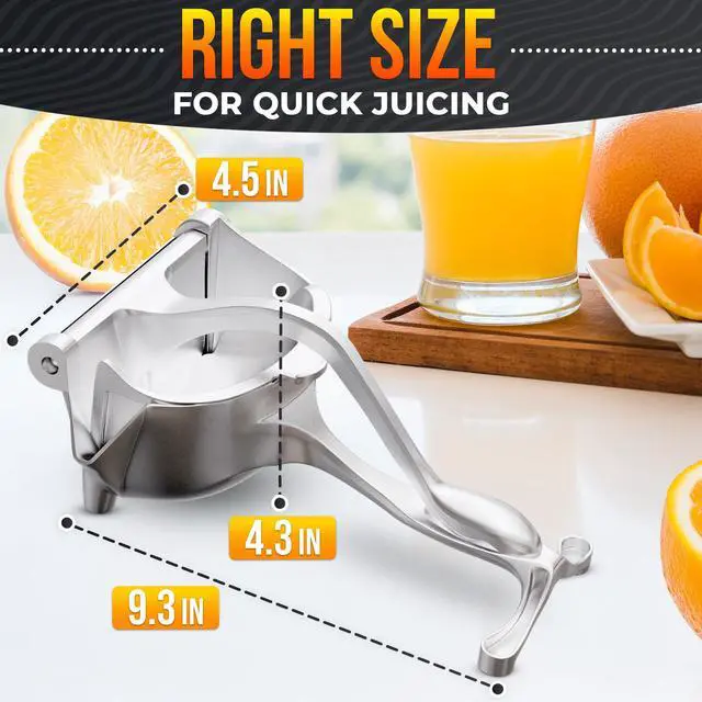 Alt view image 2 of 7 - Hand Juicer Squeezer - Gets Every Last Drop Fast - Manual Juicer Hand Press for Lemon, Orange, Lime, Grapefruit and Pomegranate | 20 oz Aluminum Bowl, Pour Spout, Lemon Squeezer with Ergonomic Handle