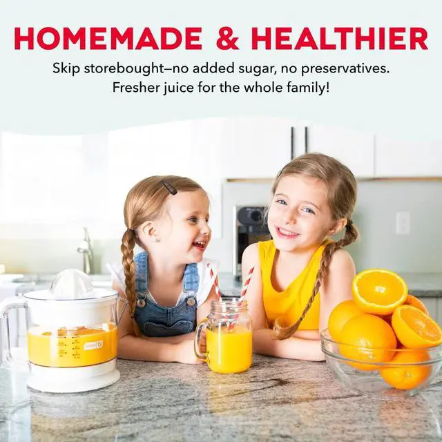 Alt view image 3 of 7 - Dual Electric Citrus Juicer Machine - Orange Juicer and Lemon Squeezer with Auto-Reversing Reamer, Adjustable Pulp Control, Mess-Free Spout, 20 oz Juice Container-Lime Squeezer for Home-White