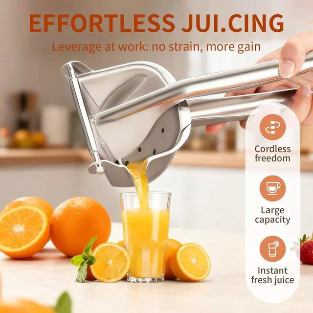 Alt view image 2 of 7 - Real Stainless Steel Lemon Squeezer Citrus Juicer Hand Press Heavy Duty Manual Squeeze Juice Extractor Maker Orange Lime Grapefruit Presser