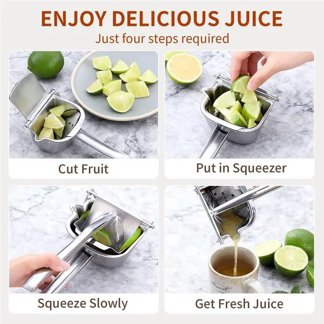 Alt view image 4 of 7 - Real Stainless Steel Lemon Squeezer Citrus Juicer Hand Press Heavy Duty Manual Squeeze Juice Extractor Maker Orange Lime Grapefruit Presser