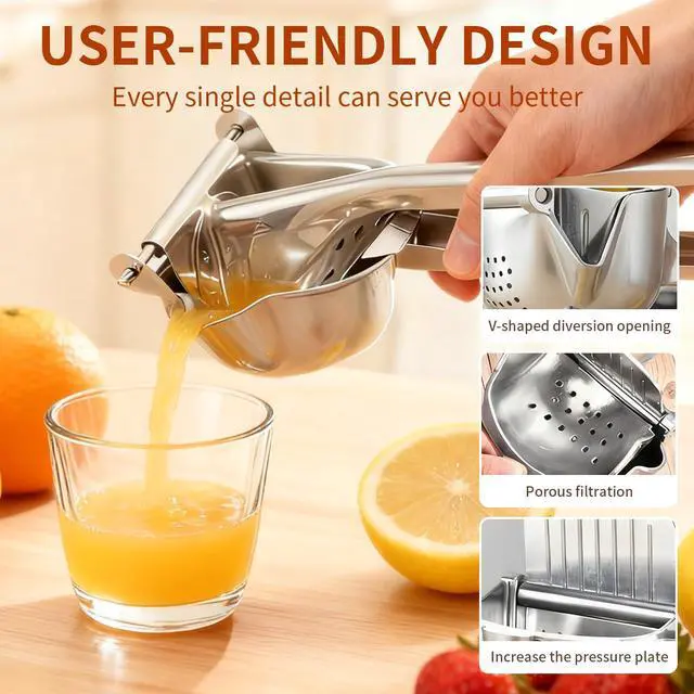 Alt view image 5 of 7 - Real Stainless Steel Lemon Squeezer Citrus Juicer Hand Press Heavy Duty Manual Squeeze Juice Extractor Maker Orange Lime Grapefruit Presser