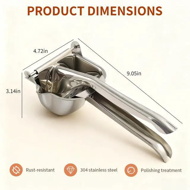 Alt view image 7 of 7 - Real Stainless Steel Lemon Squeezer Citrus Juicer Hand Press Heavy Duty Manual Squeeze Juice Extractor Maker Orange Lime Grapefruit Presser