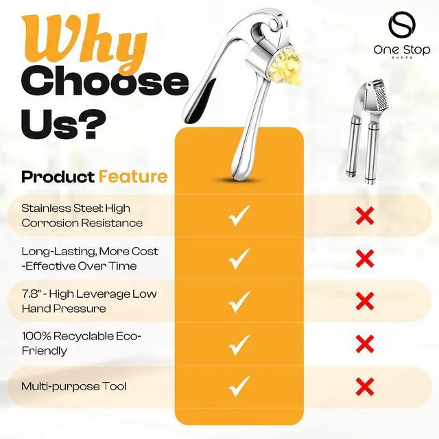 Alt view image 6 of 7 - Garlic Press Premium 3 Piece Set - Dishwasher Safe Professional Mincer with Soft Ergonomic Handle, Silicone Peeler, and Cleaning Brush