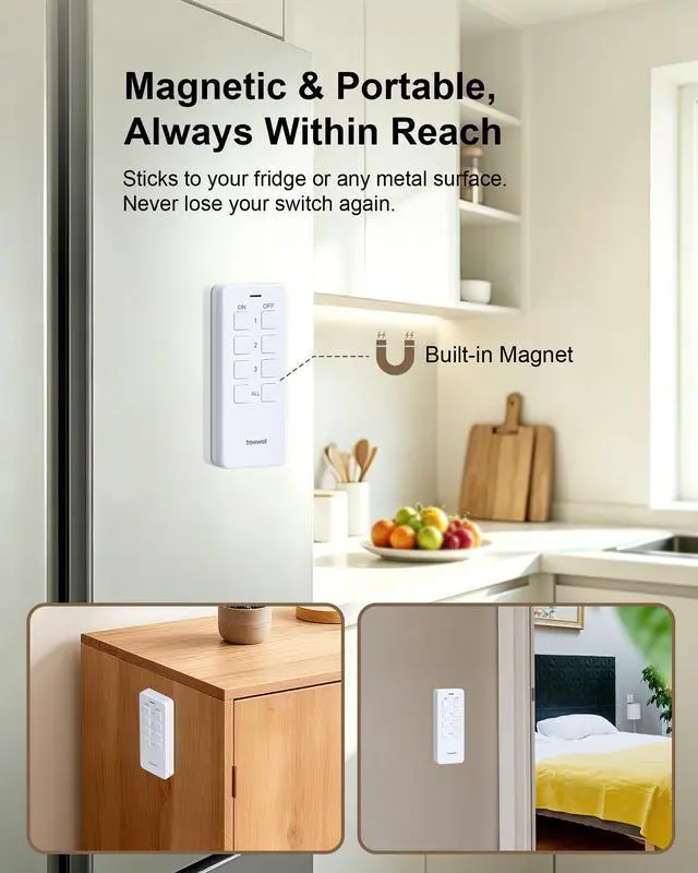 Alt view image 4 of 7 - Remote Control Outlet with All ON/Off Portable Magnetic Switch