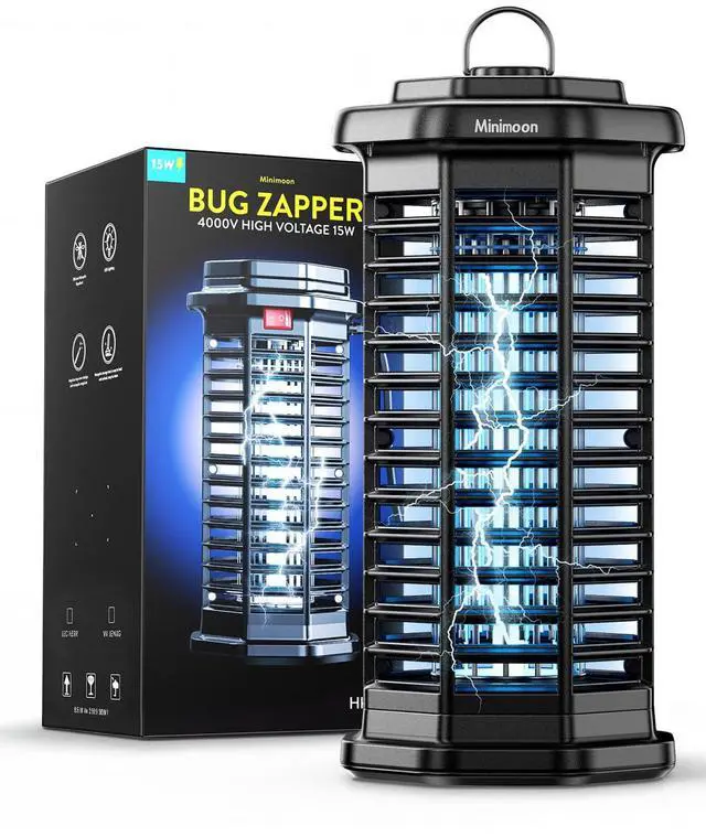 Main image of Bug Zapper Outdoor 4000V Powerful Electric Mosquito Zapper, 15w Fly Trap Outdoor, IPX4, Corded Fly Zapper for Indoor, Yard, Backyard, Patio, Camping (Black)