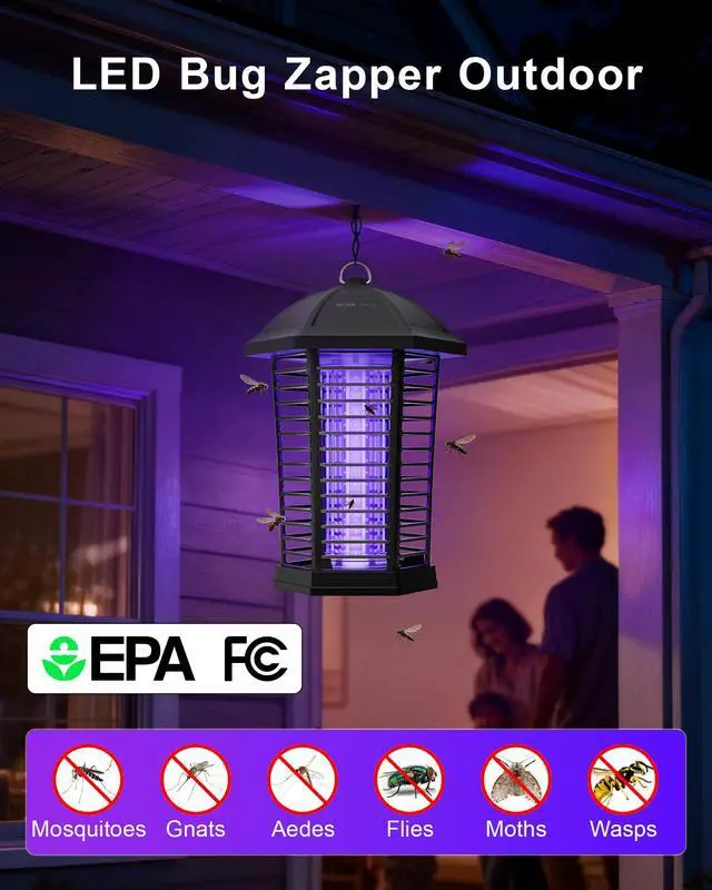 Alt view image 2 of 7 - LED Bug Zapper Outdoor, IPX4 Weatherproof, Up to 50,000 Hrs Lifespan (No Bulb Replacement) Mosquito Killer, 4200V Electric Fly Zapper for Open Patios, Backyard, Home, Camping