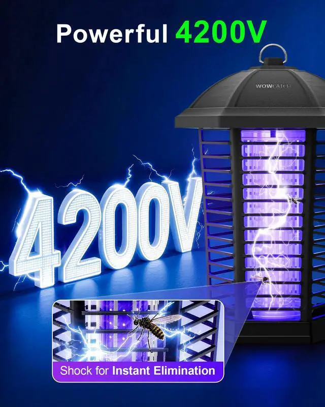 Alt view image 5 of 7 - LED Bug Zapper Outdoor, IPX4 Weatherproof, Up to 50,000 Hrs Lifespan (No Bulb Replacement) Mosquito Killer, 4200V Electric Fly Zapper for Open Patios, Backyard, Home, Camping