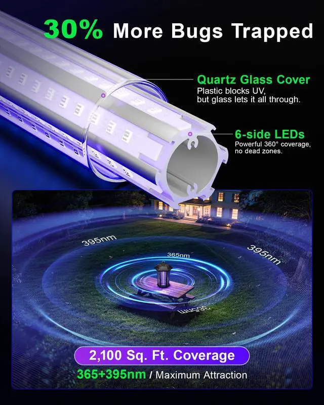 Alt view image 3 of 7 - LED Bug Zapper Outdoor, IPX4 Weatherproof, Up to 50,000 Hrs Lifespan (No Bulb Replacement) Mosquito Killer, 4200V Electric Fly Zapper for Open Patios, Backyard, Home, Camping