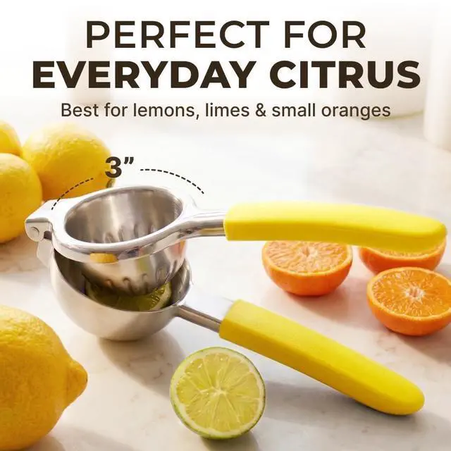 Alt view image 7 of 7 - Stainless Steel Lemon Squeezer Press - No Seeds, Pro-Grade, Effortlessly Get Every Drop - Manual Non-Slip Grip Design - Lemon Lime Squeezer, Orange, and Citrus Fruit Hand Held Lemon Juicer Squeezer