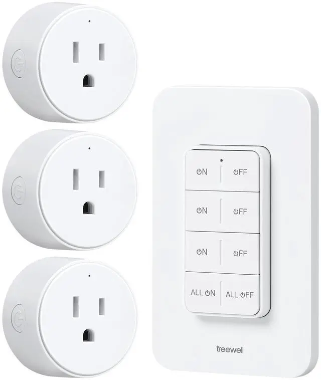 Main image of 3 Independent Remote Control Outlets with Wireless Wall Switch