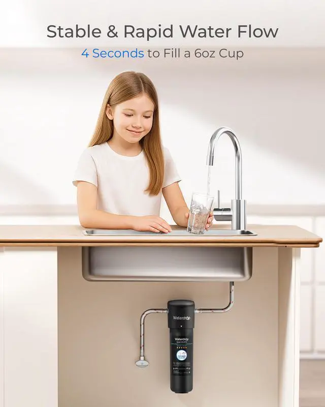 Alt view image 7 of 7 - RF10 Water Filter Replacement for Waterdrop 10UA/10UB/10UB-B Under Sink Water Filter, Reduces PFAS, PFOA/PFOS, Lead, Chlorine, Bad Taste & Odor, NSF/ANSI 42 Certified, 1 Year, 1 Pack