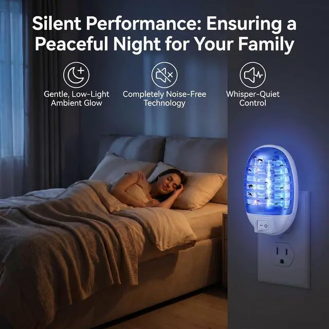 Alt view image 5 of 7 - 6 Pack Plug in Bug Zapper Indoor, UV Light Flying Insect Trap Electric Mosquito Killer for Fruit Flies, Gnats & Moths, Enclosed Grid Bug Light for Kitchen, Bedroom, Bathroom & Home Use