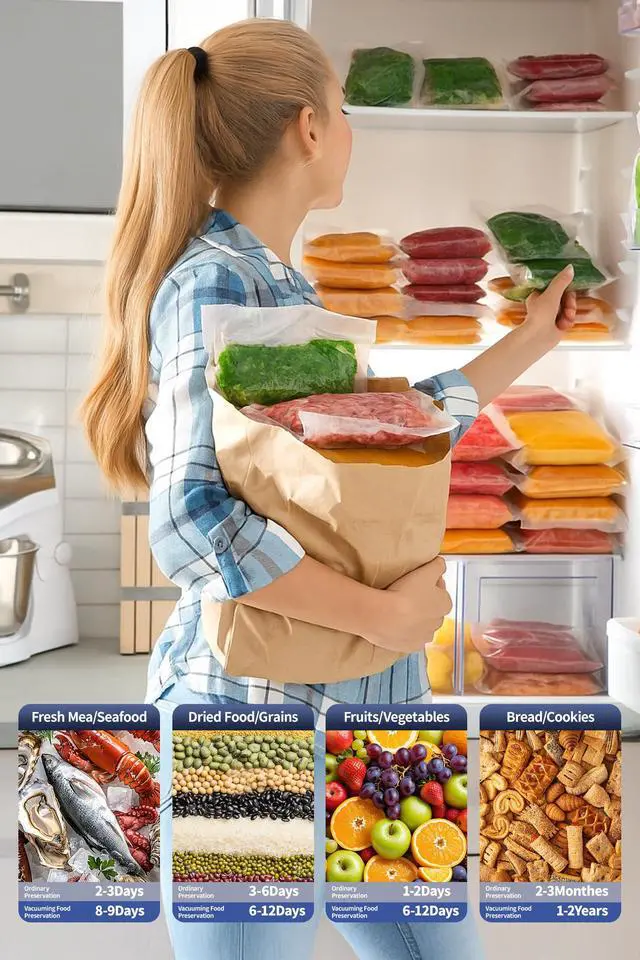 Alt view image 2 of 7 - Sealer Machine for Food with 10PCS &1 Roll Reusable Vacuum Bags
