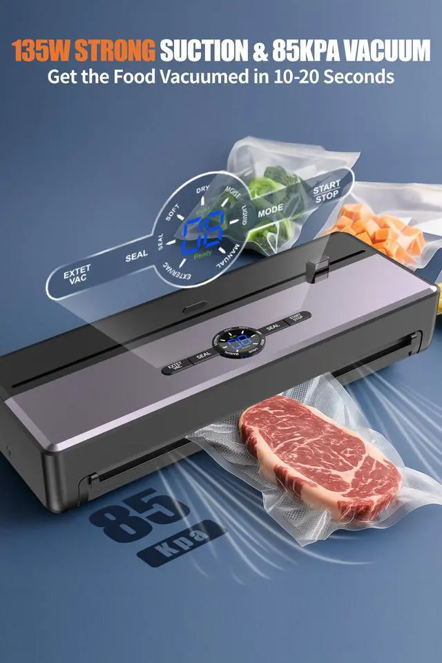 Alt view image 3 of 7 - Sealer Machine for Food with 10PCS &1 Roll Reusable Vacuum Bags