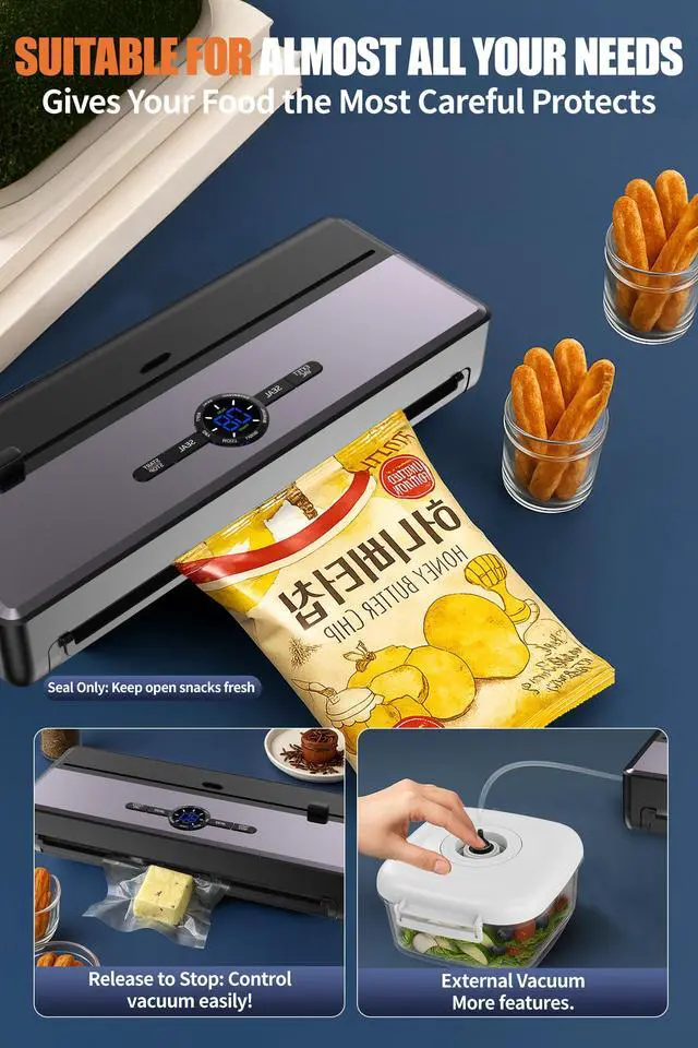Alt view image 4 of 7 - Sealer Machine for Food with 10PCS &1 Roll Reusable Vacuum Bags