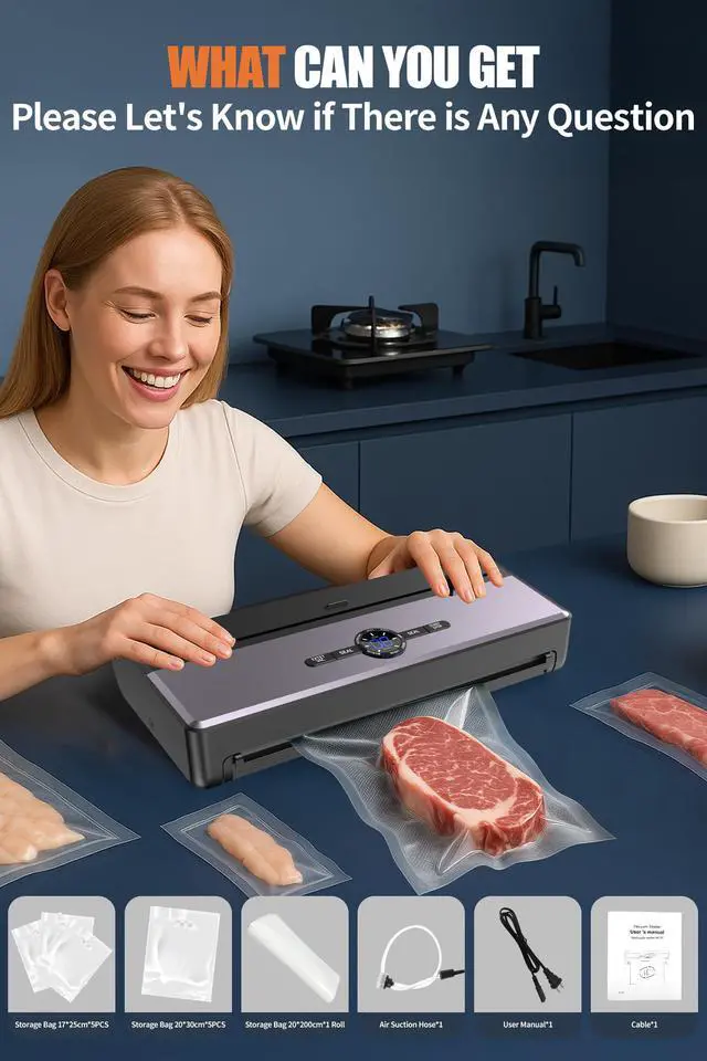 Alt view image 6 of 7 - Sealer Machine for Food with 10PCS &1 Roll Reusable Vacuum Bags